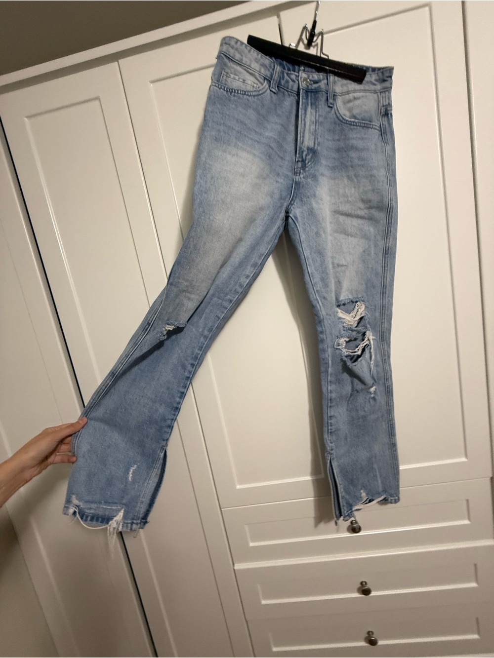 Vervet High-Rise Light Blue Distressed Flare Jeans for Women